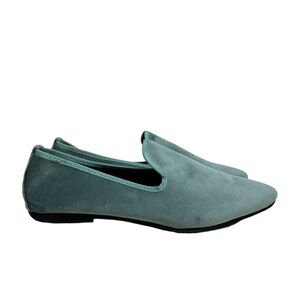 Marta Ray Womens 37 US 6.5 Velvet Loafer in Teal Green Closed Toe Made In Italy